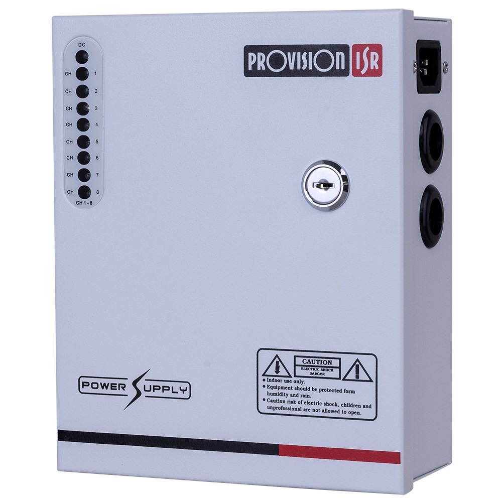 5A 12V ספק כח מרכזי ממותג ומזווד ל 8 מצלמות
