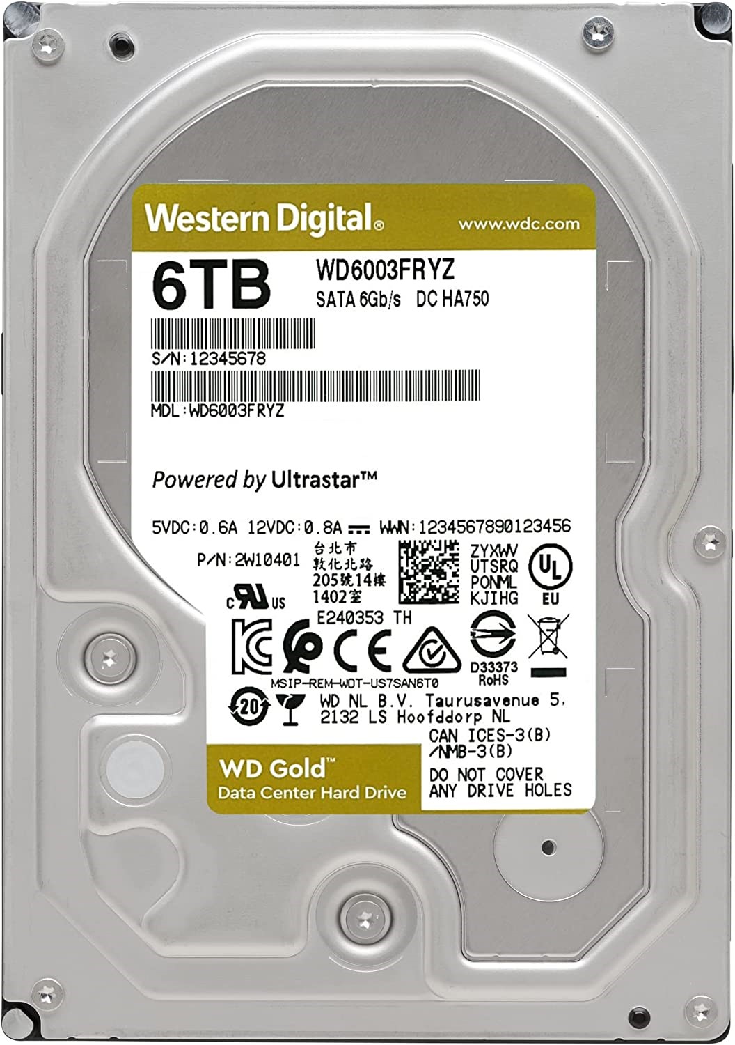 WD GOLD 6TB 128MB 7200RPM 6GB/s WD6003FRYZ