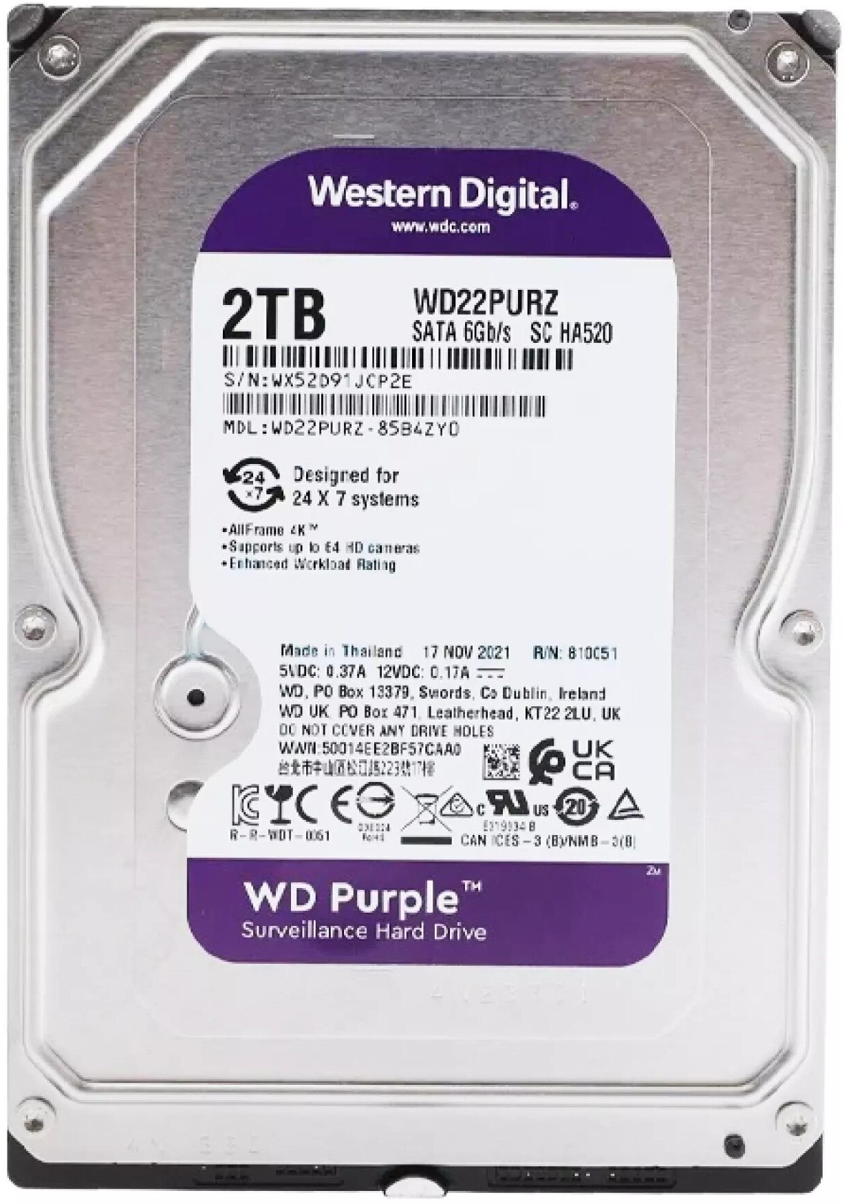 2TB SATA III 256MB PURPLE WD