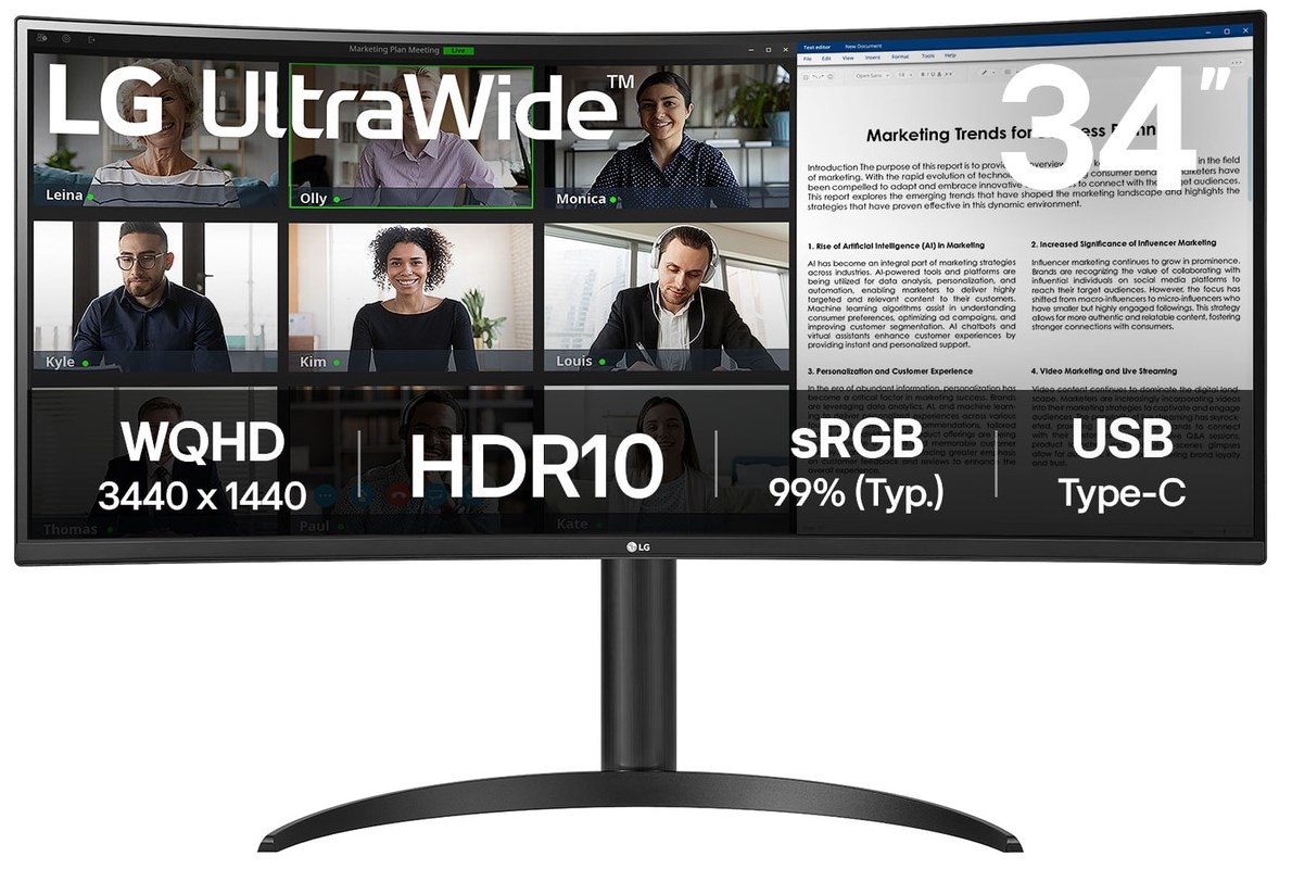 LG 34'' Curved UltraWide WQHD HDR10 100Hz Type-C