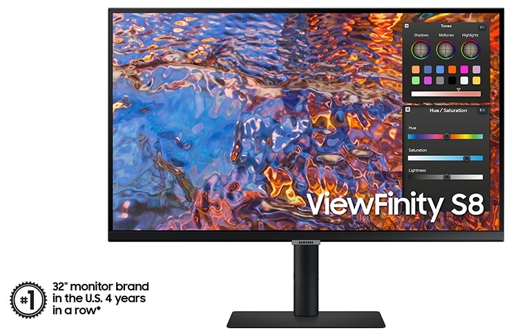 SAMSUNG 32" ViewFinity S8 S32B800PXP 4K IPS TypeC90W & RJ45 Monitor