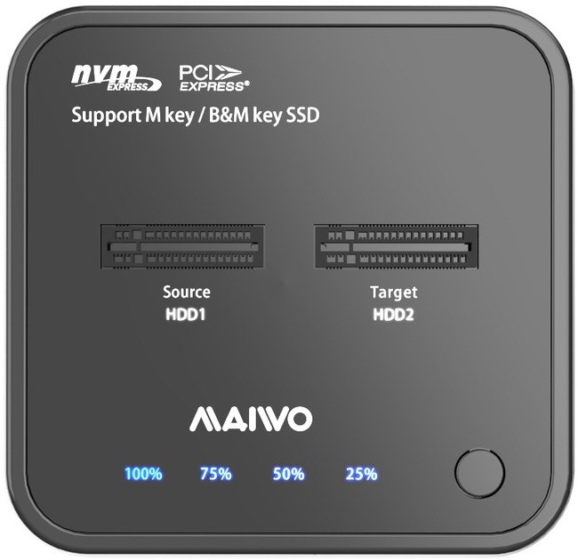 Maiwo K3016P Dual-bay USB3.2 Gen2 Type-C to NVMe M.2 SSD
