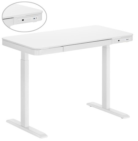White 120x60 Smart Adjustable LUMI Electric Table