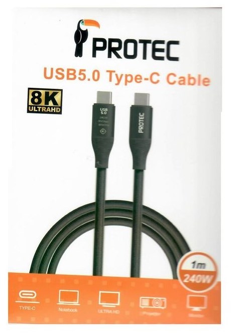 CABLE USB5.0 TYPE-C TO TYPE-C 1M 240W 8K PROTEC